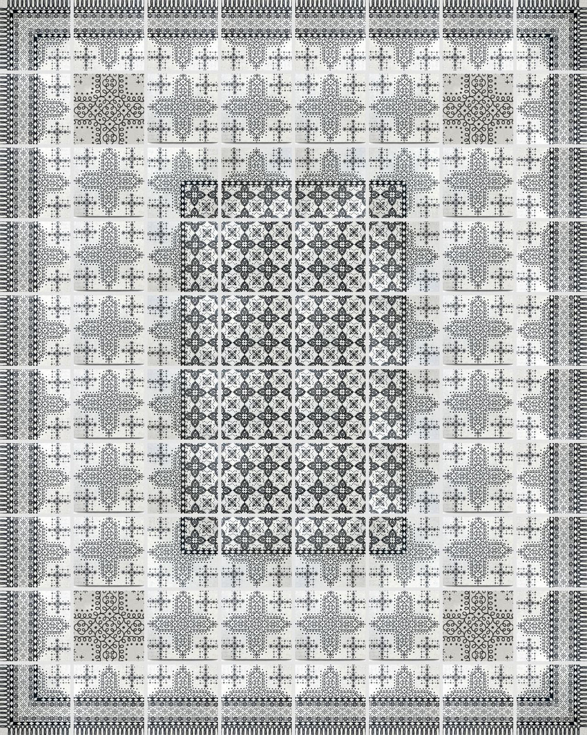 Reina | Pomegranate in Ink, Full rug pattern