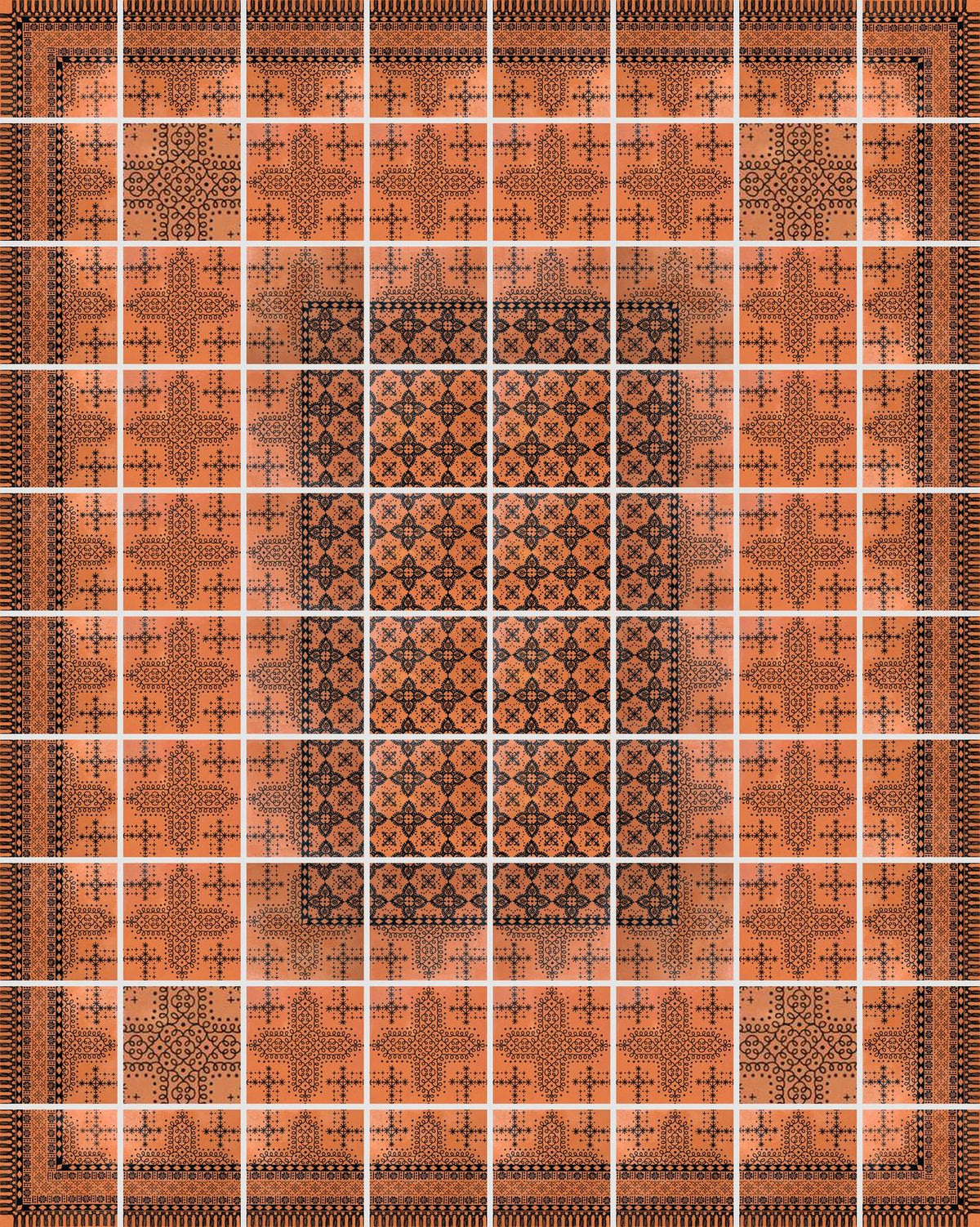 Reina | Pomegranate in Rampart Rust, Full rug pattern
