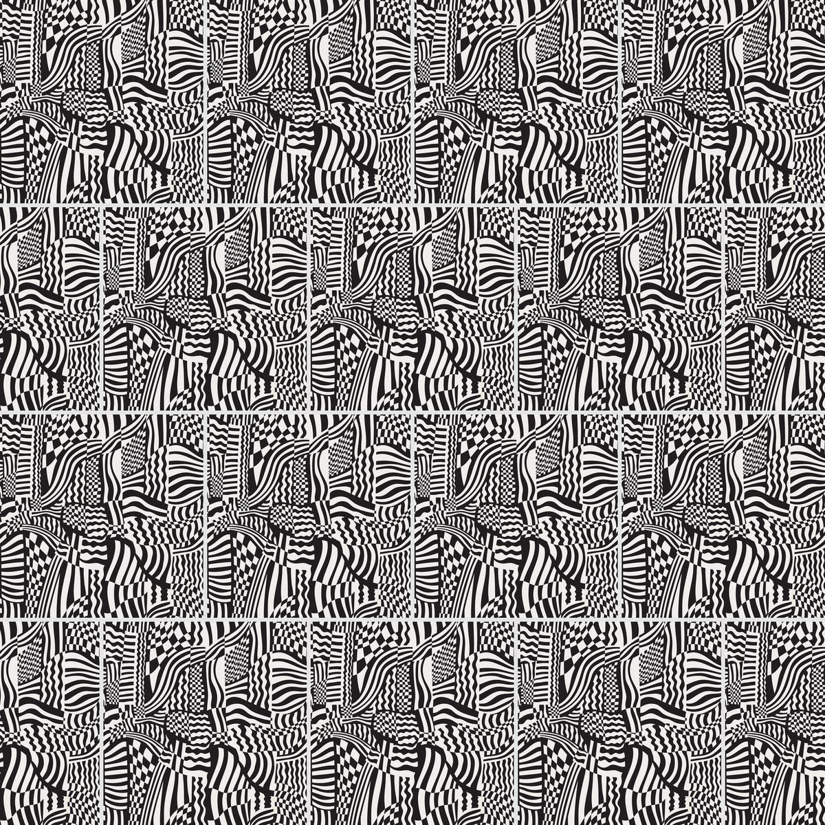 Wiggles & Waves in Wiggles Black & White, Half Offset pattern